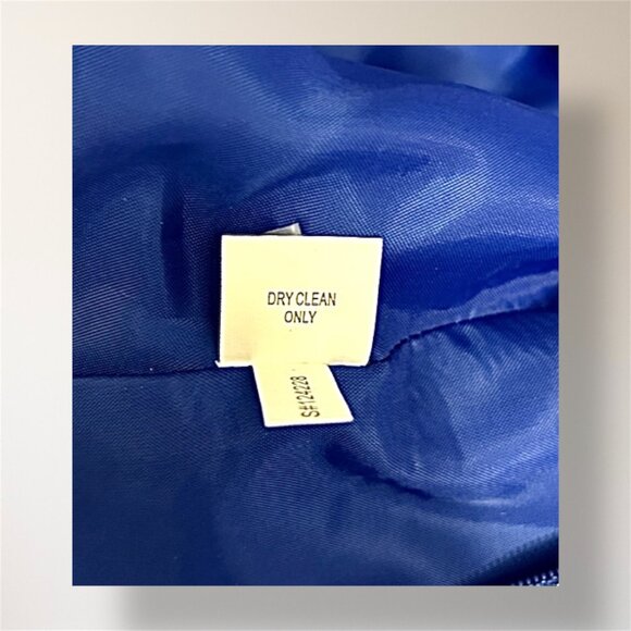 Kay Unger NY 6 Blue Jacquard Satin Square Neck Cap Sleeve Wedding Party Dress - Picture 8 of 8